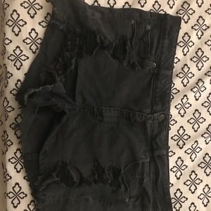 High wasted distressed shorts